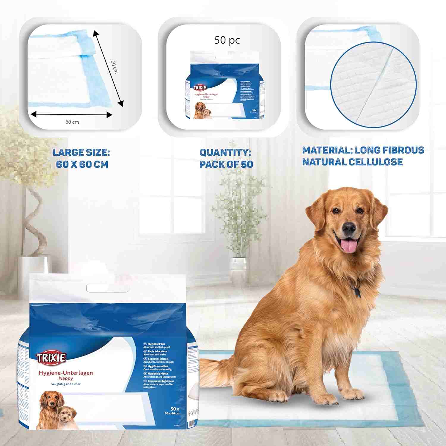 Trixie Hygiene Nappy Pads for Dogs 60X60 cm (50 Units)