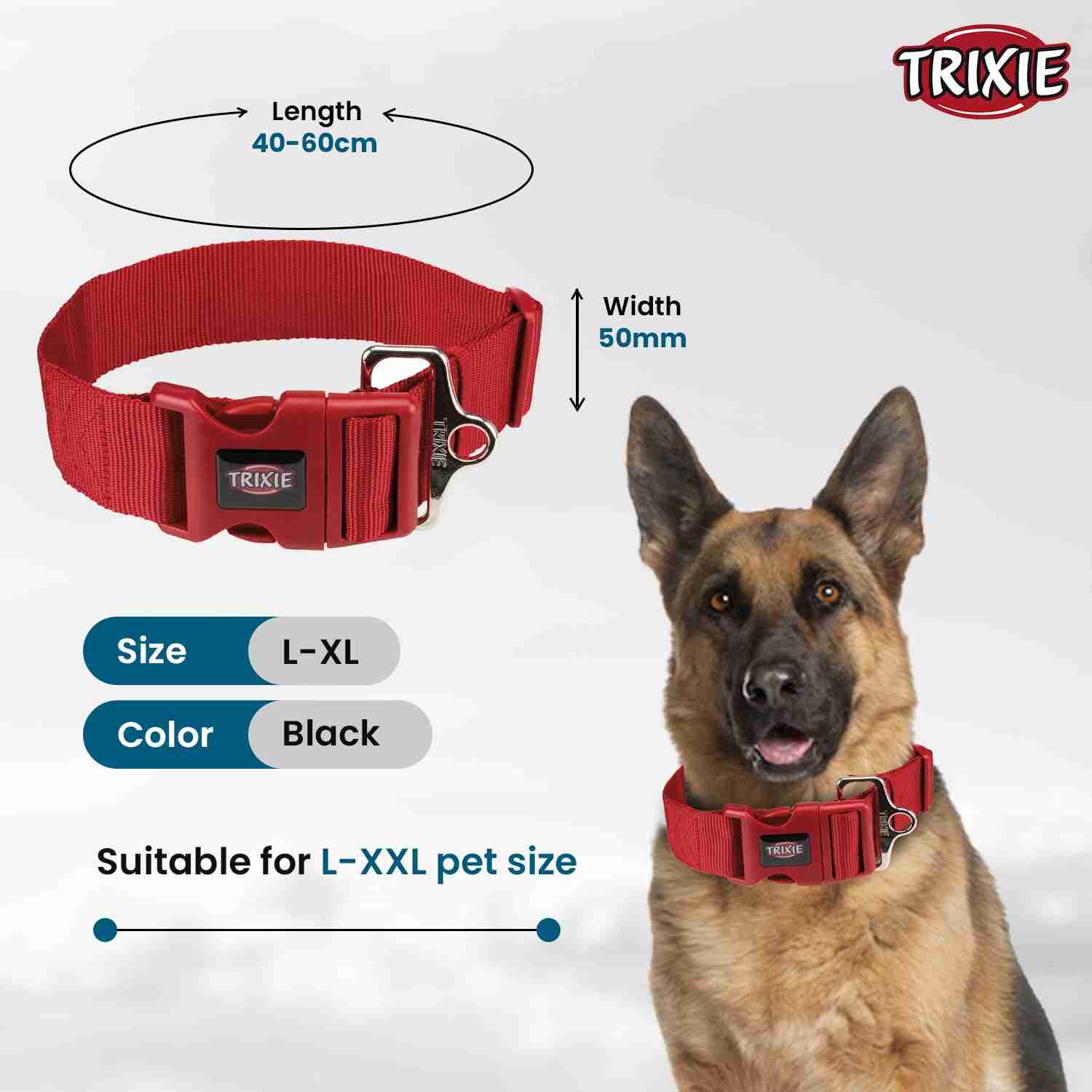 Trixie Extra Wide Premium Collar for Dogs (Red)