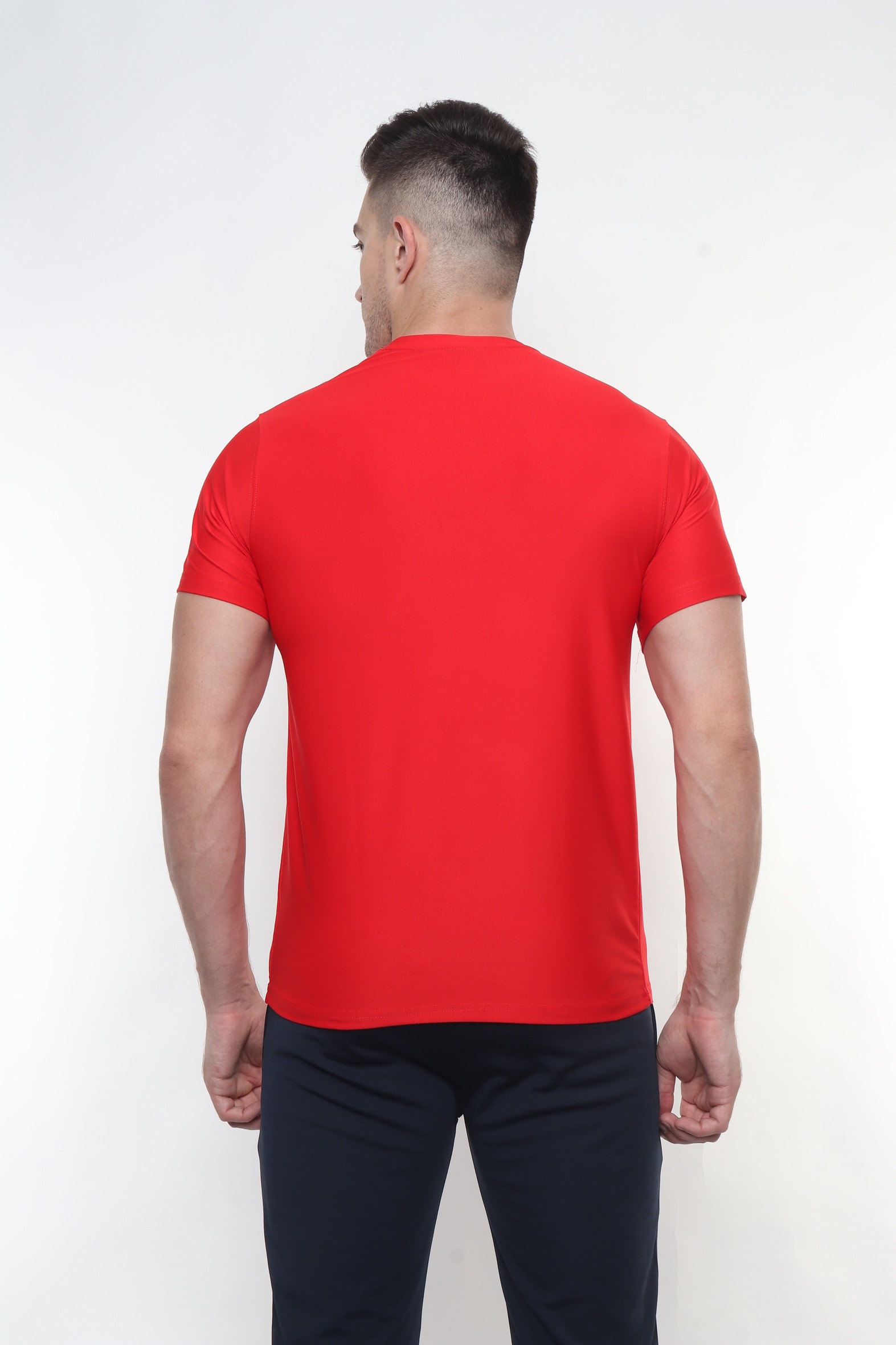 Red Solid Round Neck T Shirt