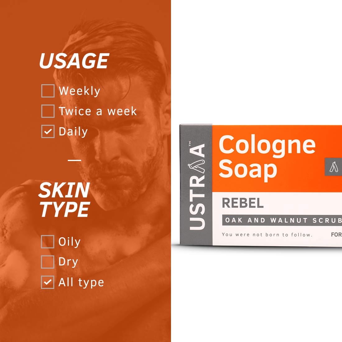 Ustraa | Ustraa Red Deodorant - 150 ml & Rebel Soap - 125 g (Pack Of 3) 7