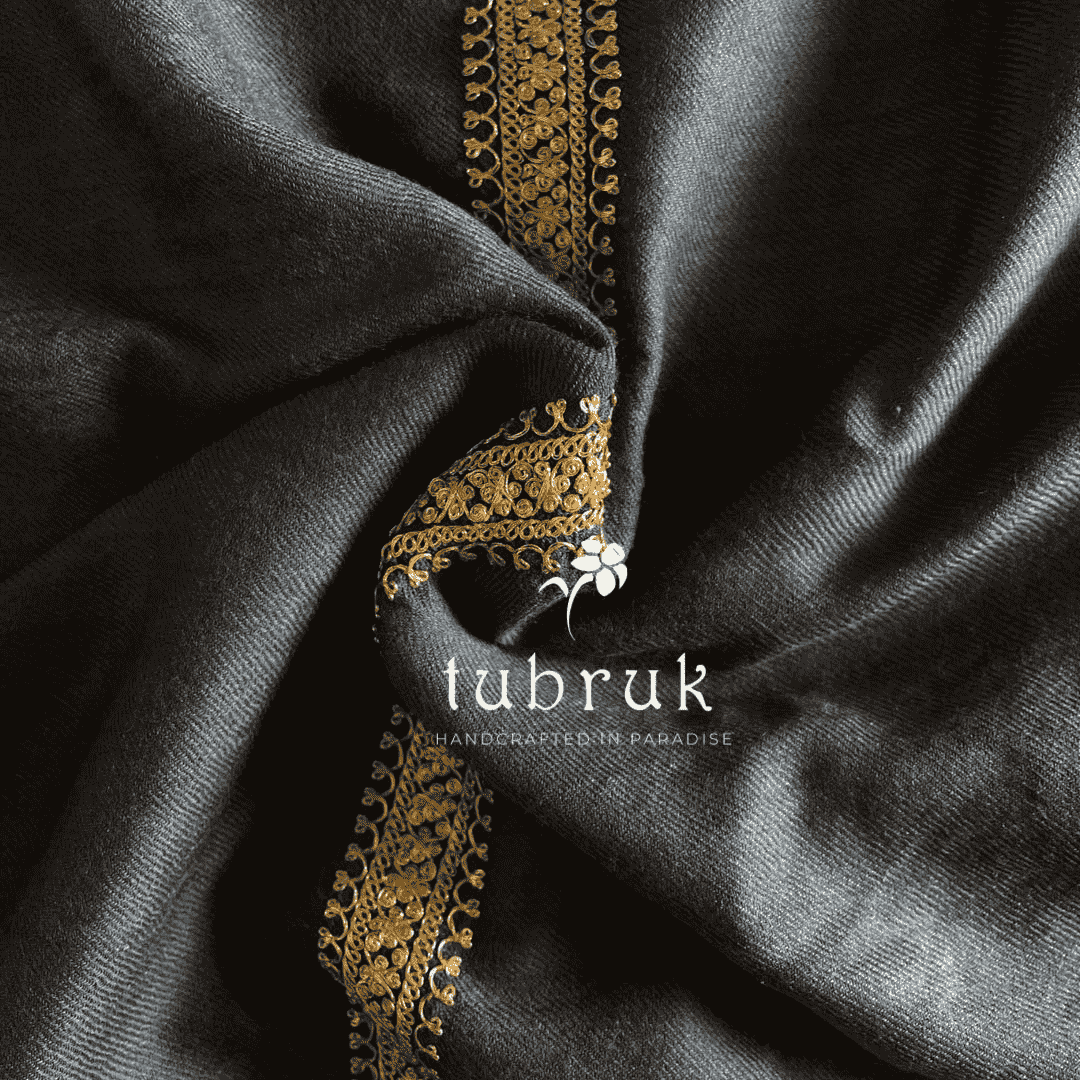 Semi Pashmina Tilla Stole Grey