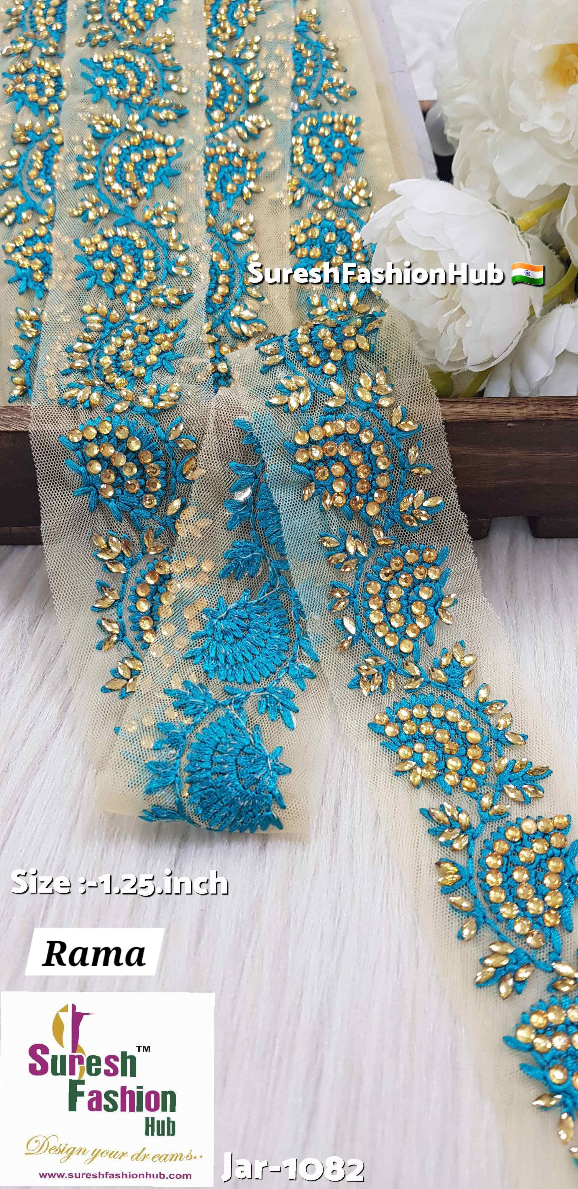 Pearl and Stone Banarasi Laces - Embellished Trims with Pearls and Stones