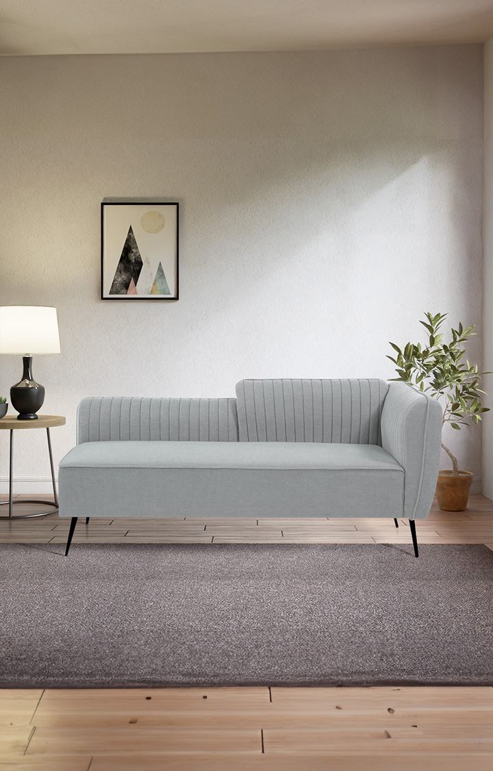 neudot Diva RHS Sofa Chaise Lounger with Black Legs for Living Room|Bedroom|2 Person Sofa|Diwan|Premium Fabric | Solid Wood Frame|2 Seater (Colour : Misty Grey (DIY))