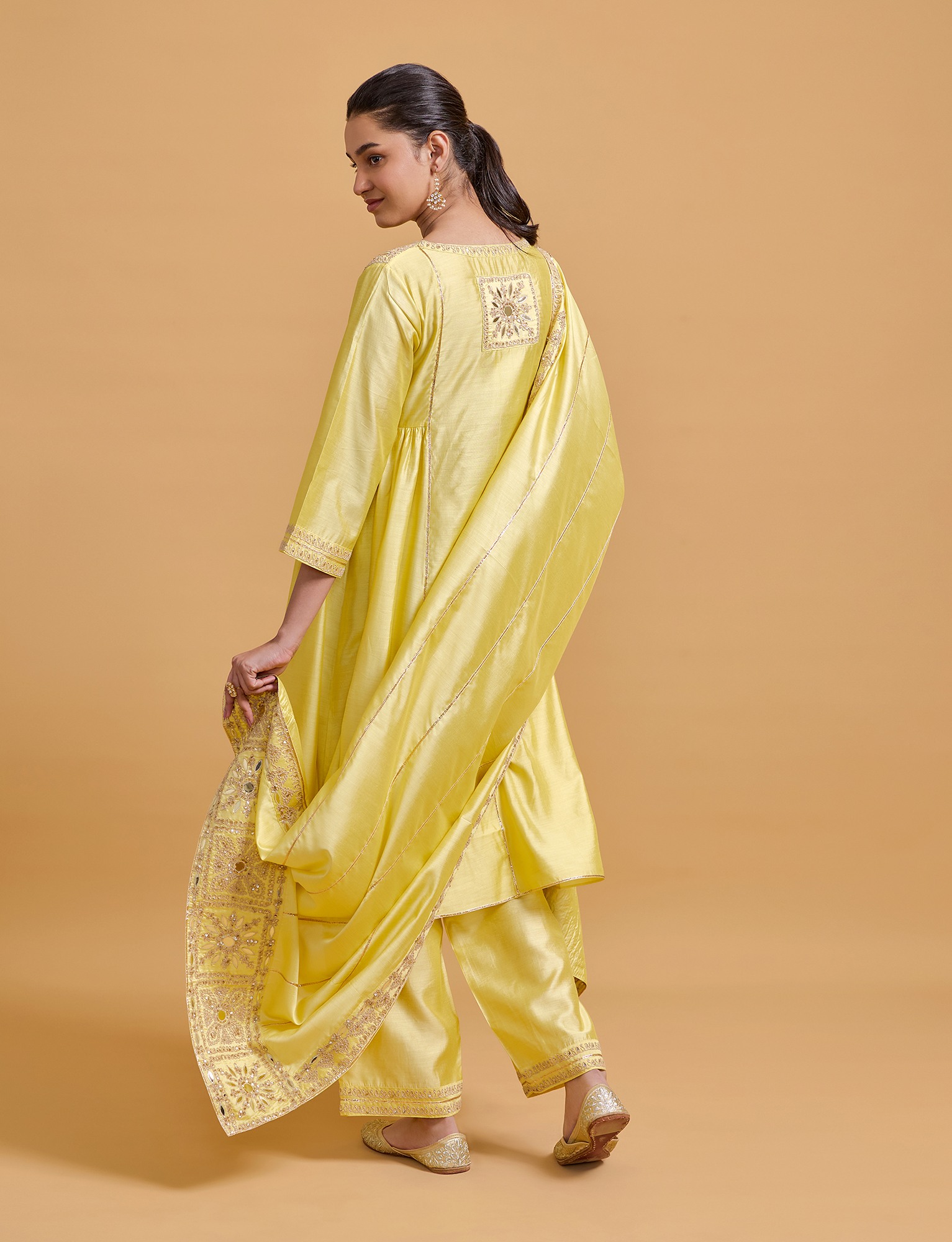 Zeenat Yellow Heavy Dupatta