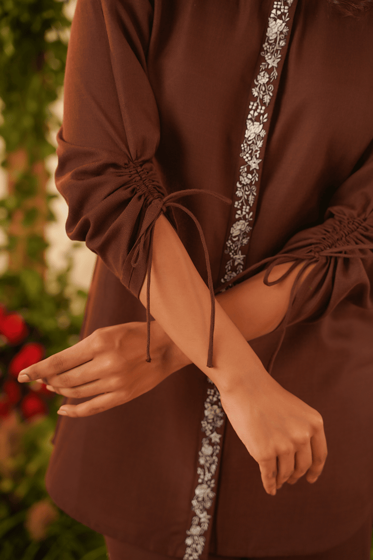 Blended cotton co-ord set with embroidery