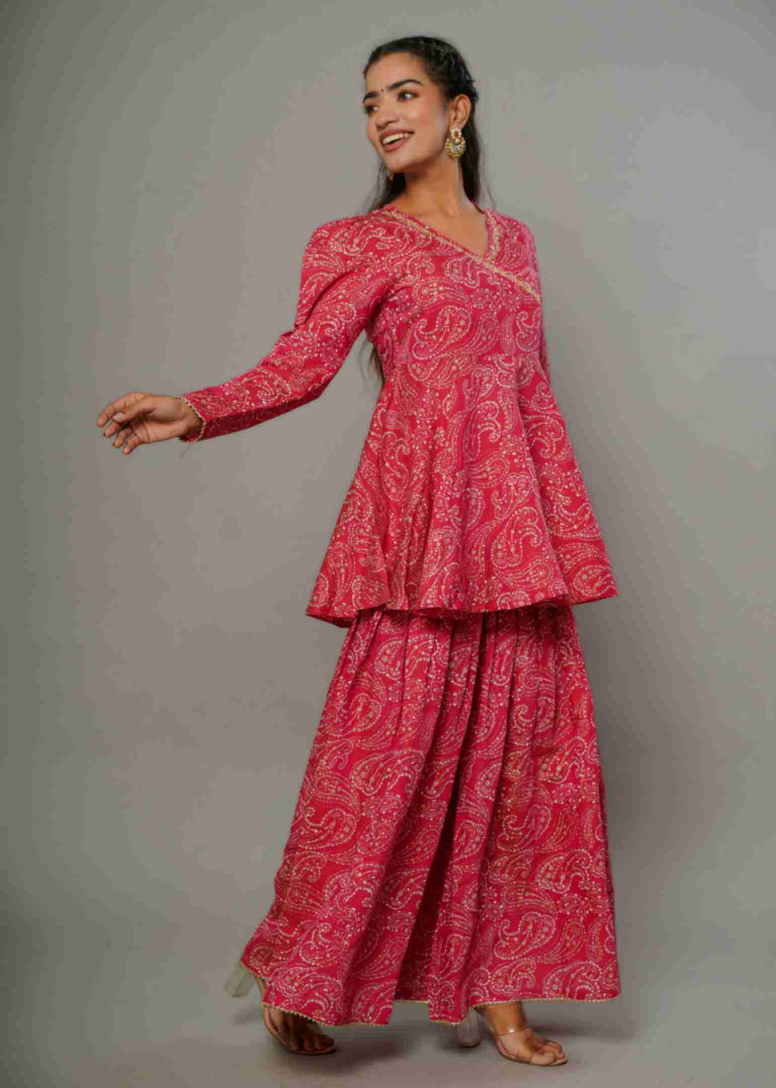 MUSLINE EMBROIDIERED SHARARA SET