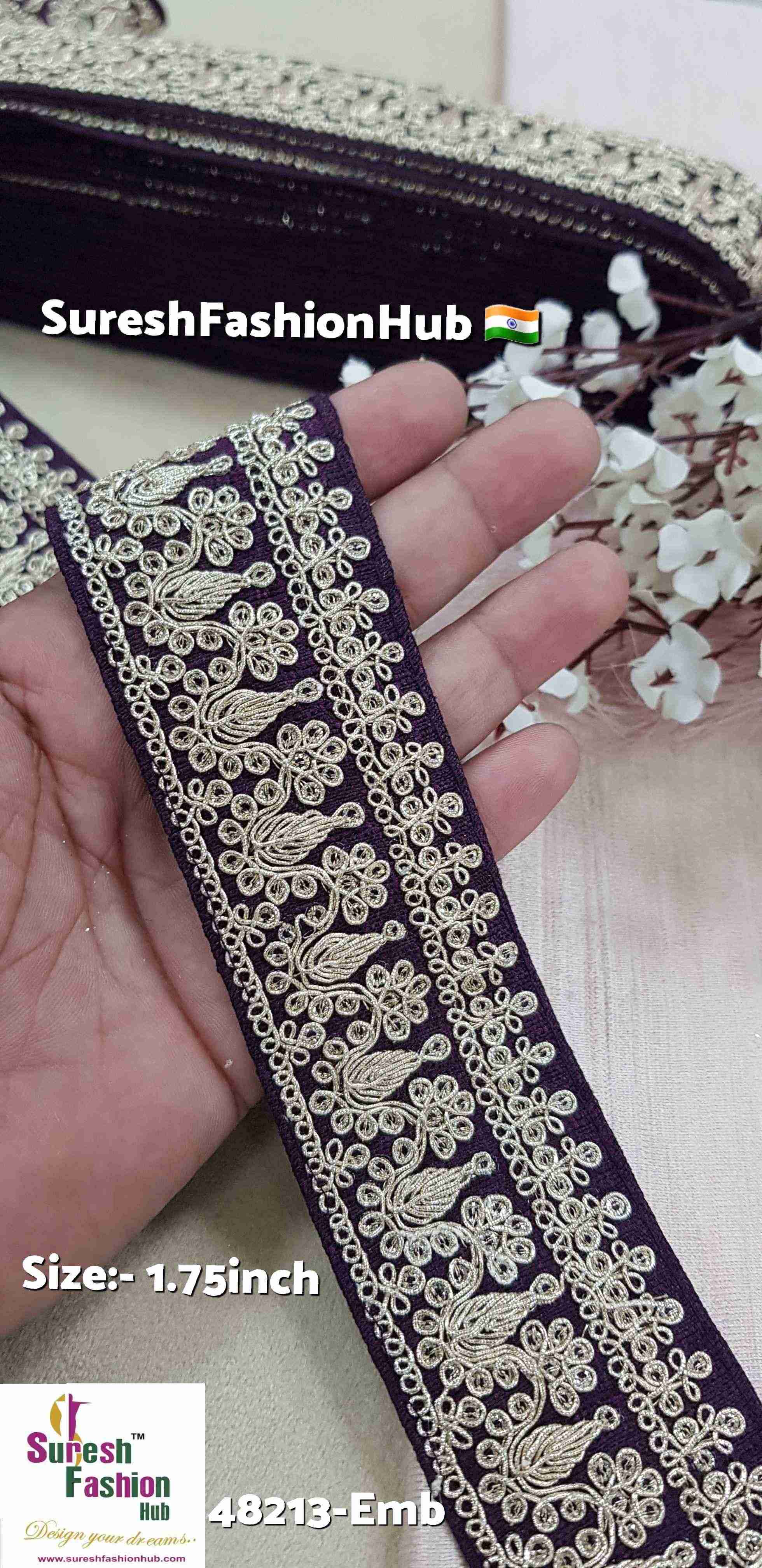 Magenta Pearl & Sequence Fabric Lace