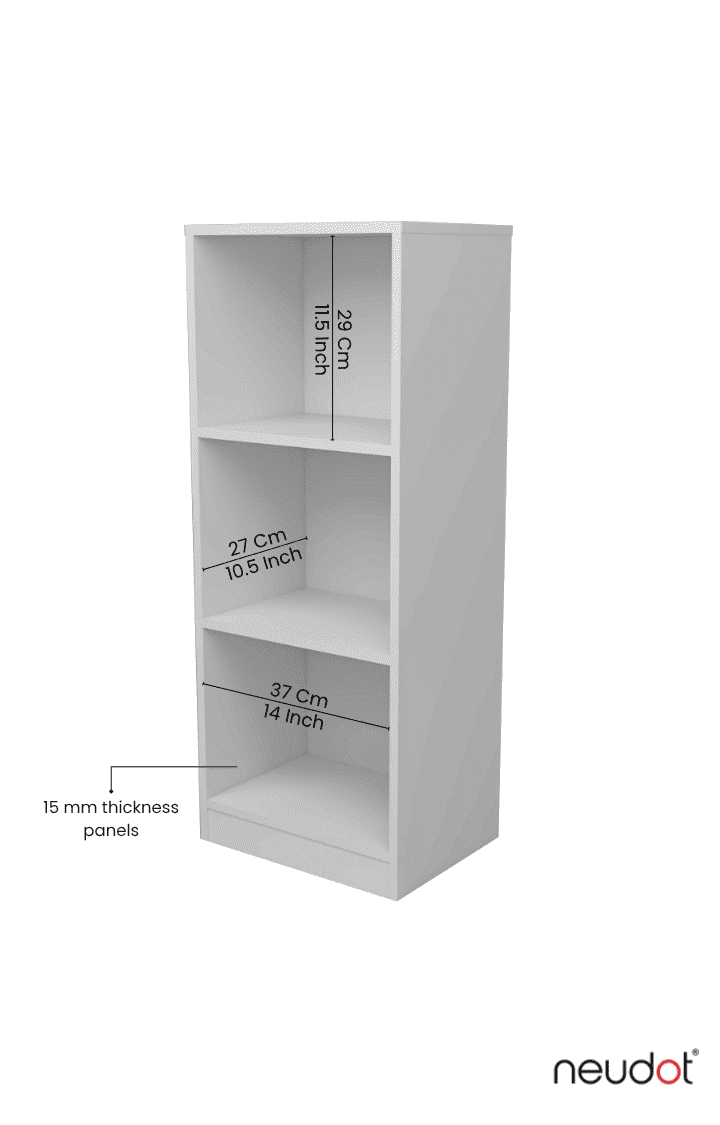 Whitman Open Bookshelf (3 Compartments)- White Finish