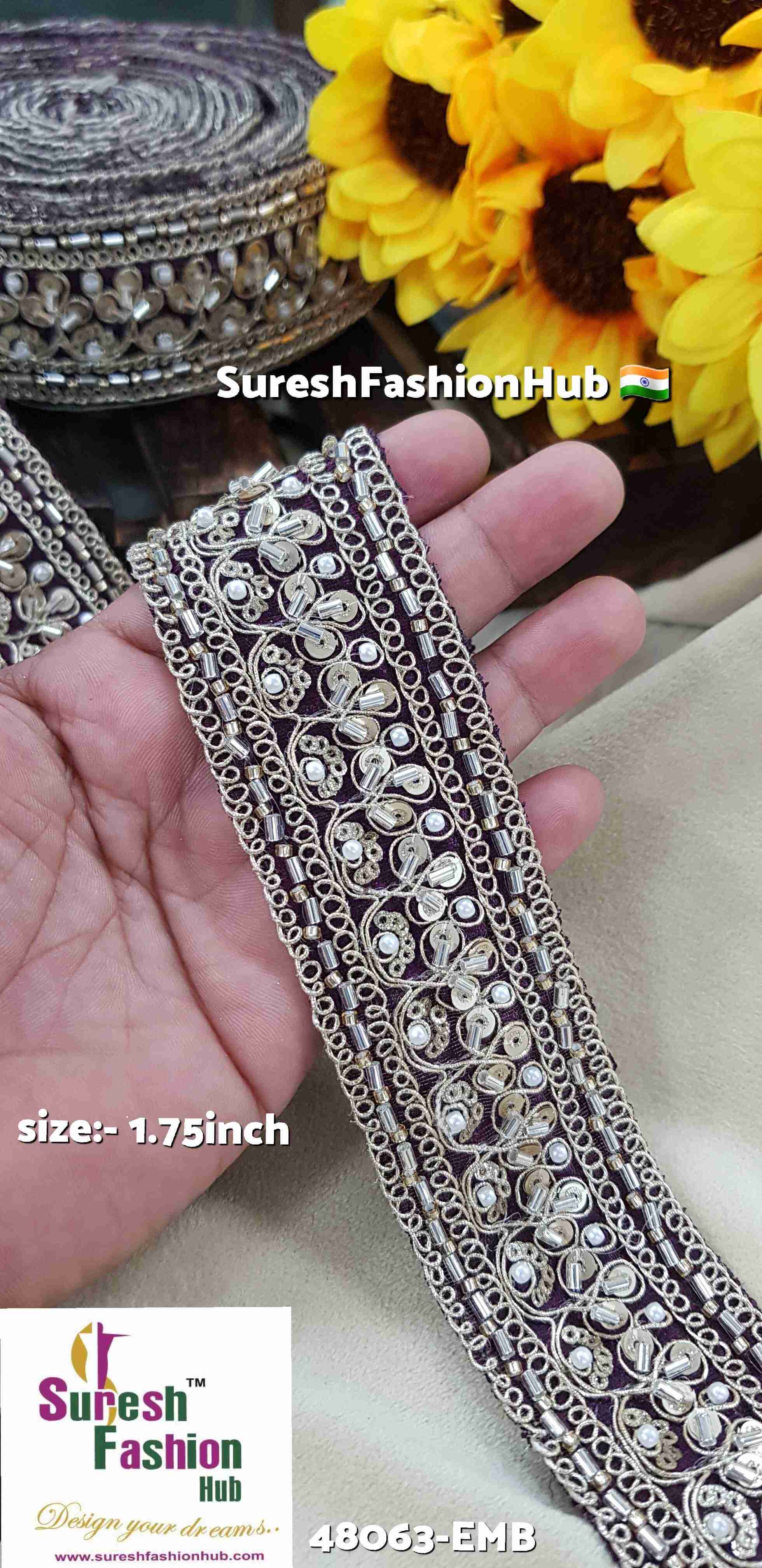 Wine Floral Fabric Lace