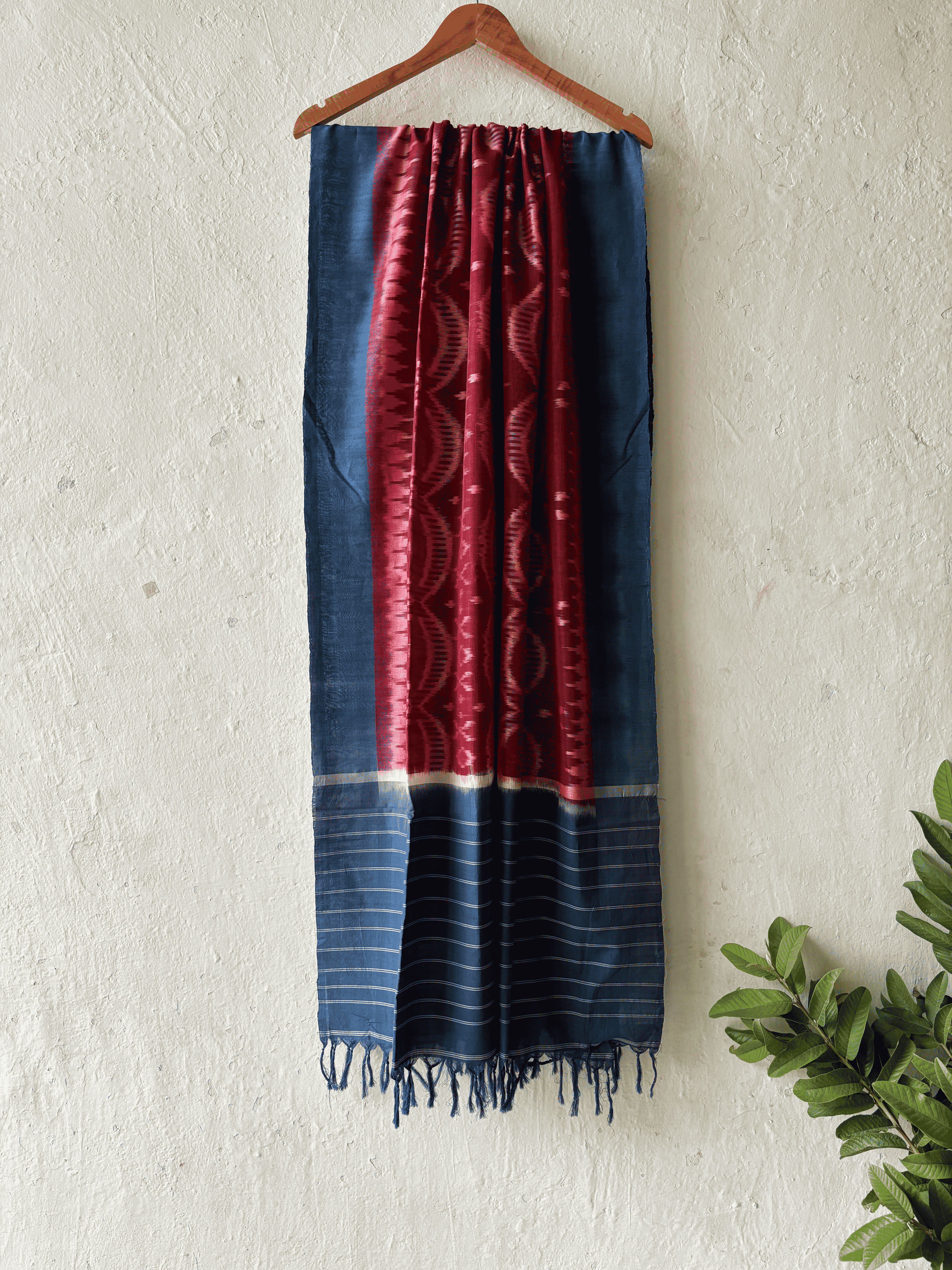 Cotton Weft Ikat Maroon Red Ikat Duppata