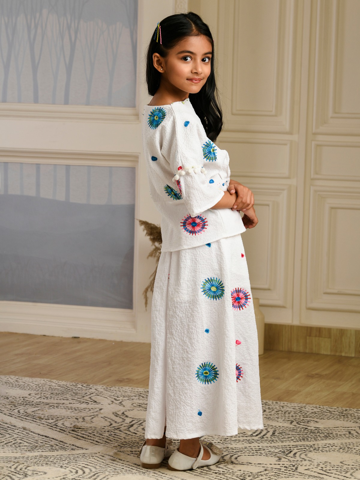 ALBION PREMIUM GIRLS SET SALONI WHITE SKIRT TOP