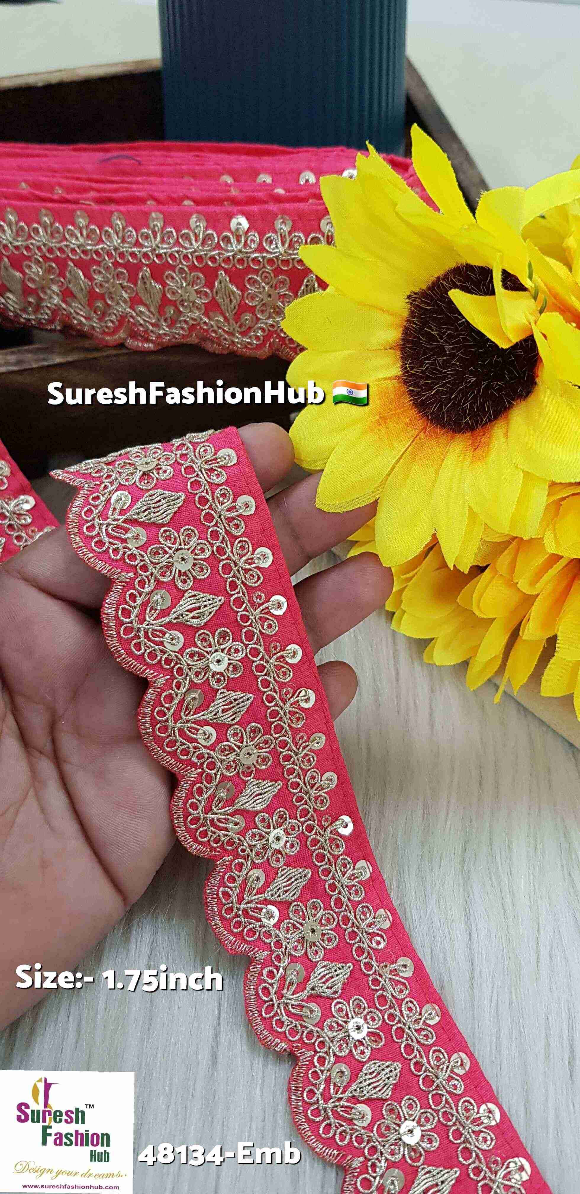 Gajri Scalloped Pearl Dori Embroidery Lace on Beige Net