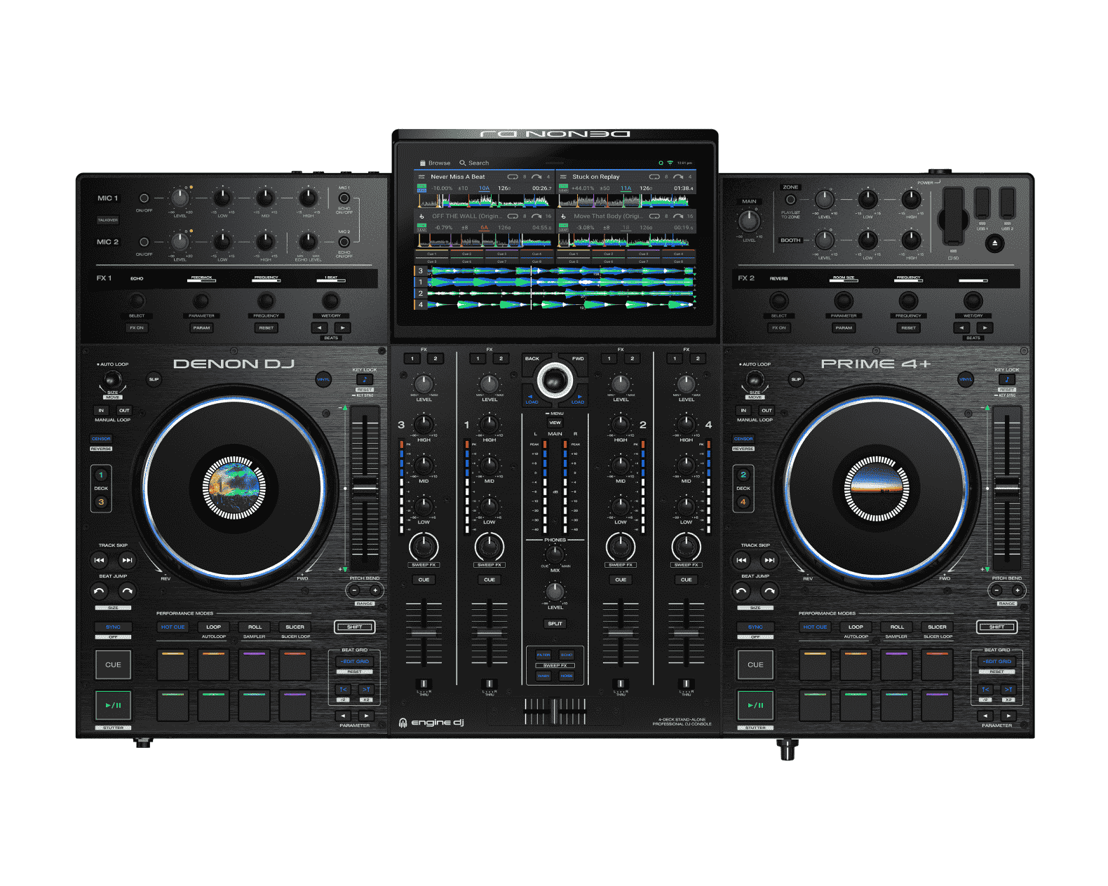 Denon DJ Prime 4+, advanced standalone DJ system, White 3