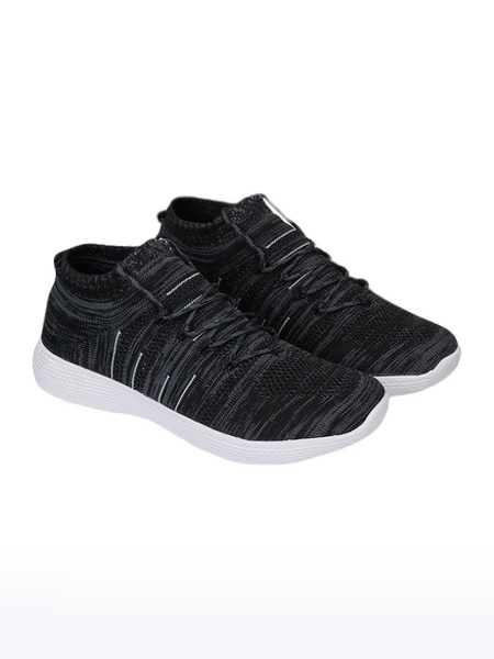 Men's Black & Grey Mesh Running Shoes