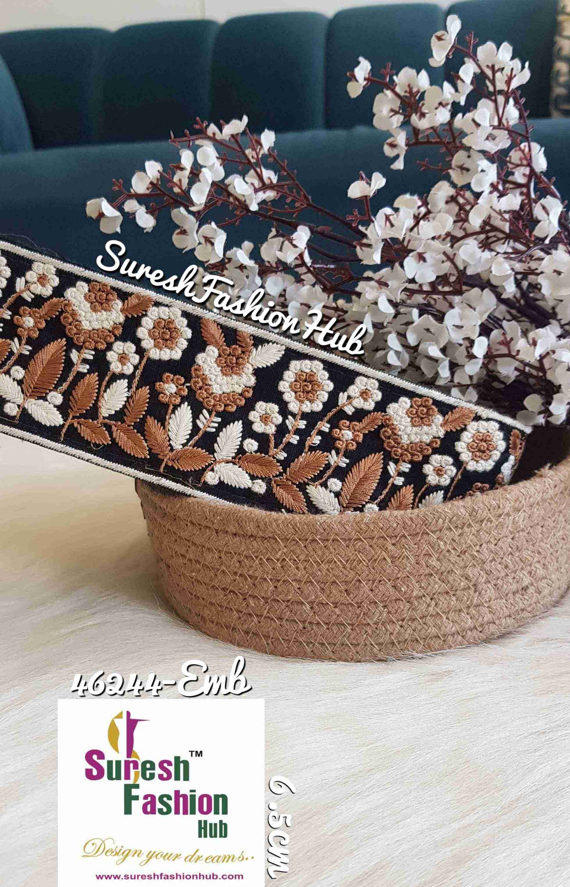 The Flower Garden Black Embroidered Trim