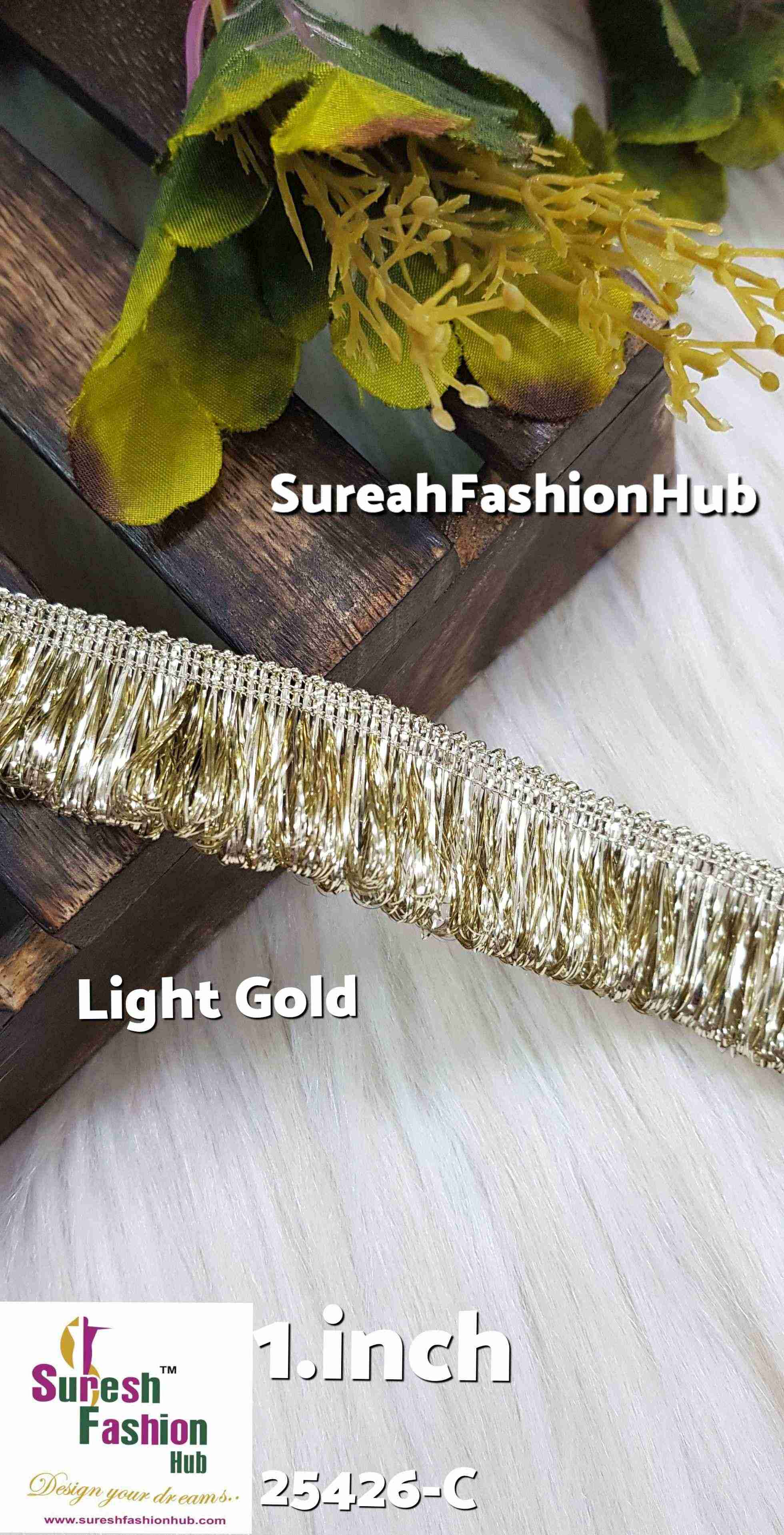 *Light Gold Badla Fringe Lace*1-Inch