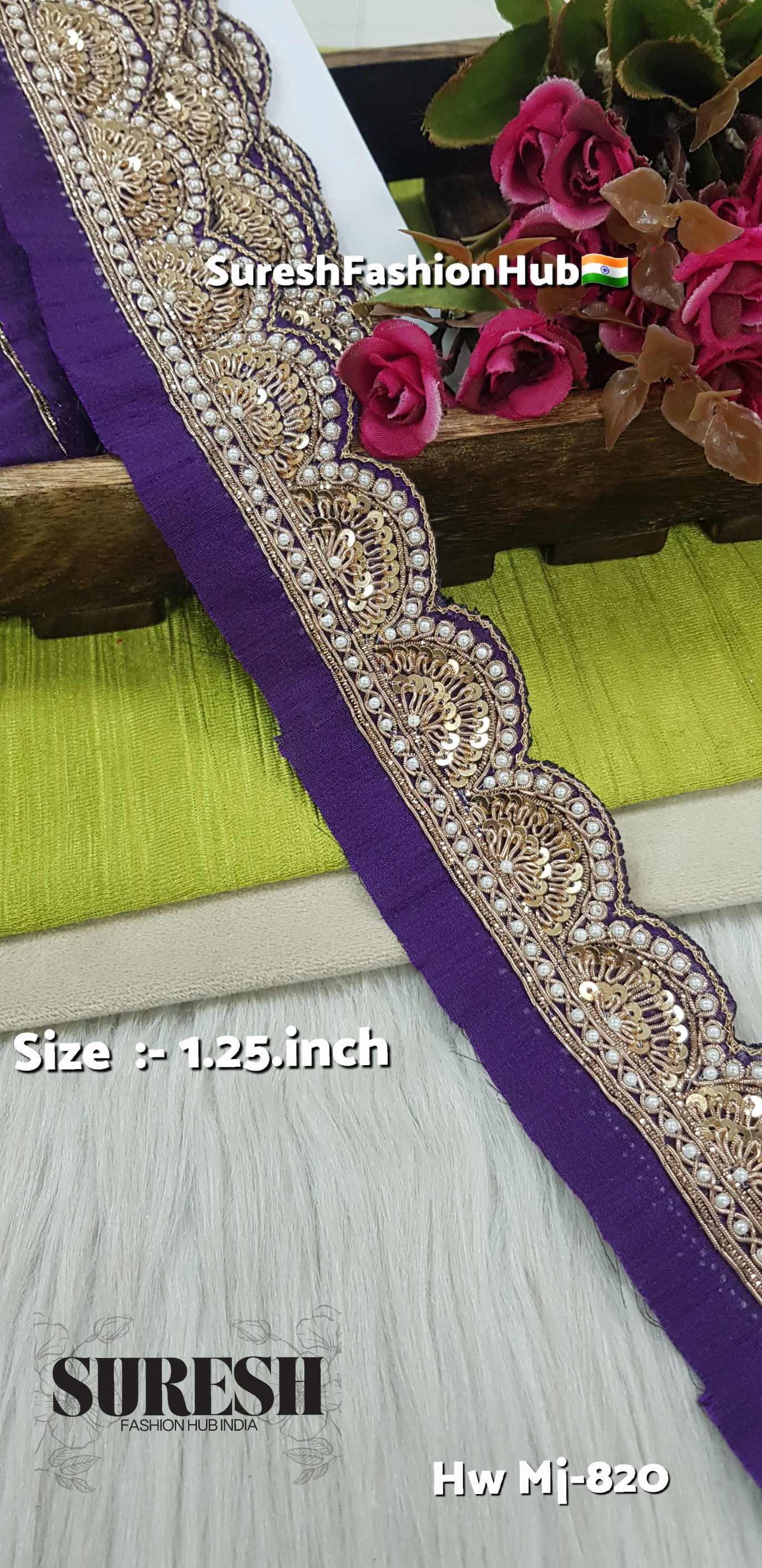 Wine ZariScallop Handmade Designer Border – Mj-820