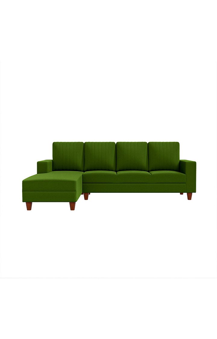 neudot Roman RHS Sectional Sofa for Living Room |6 Person Sofa|Premium Fabric with Cushioned Armrest | Solid Wood Frame|6 Seater in Emerald Green Color