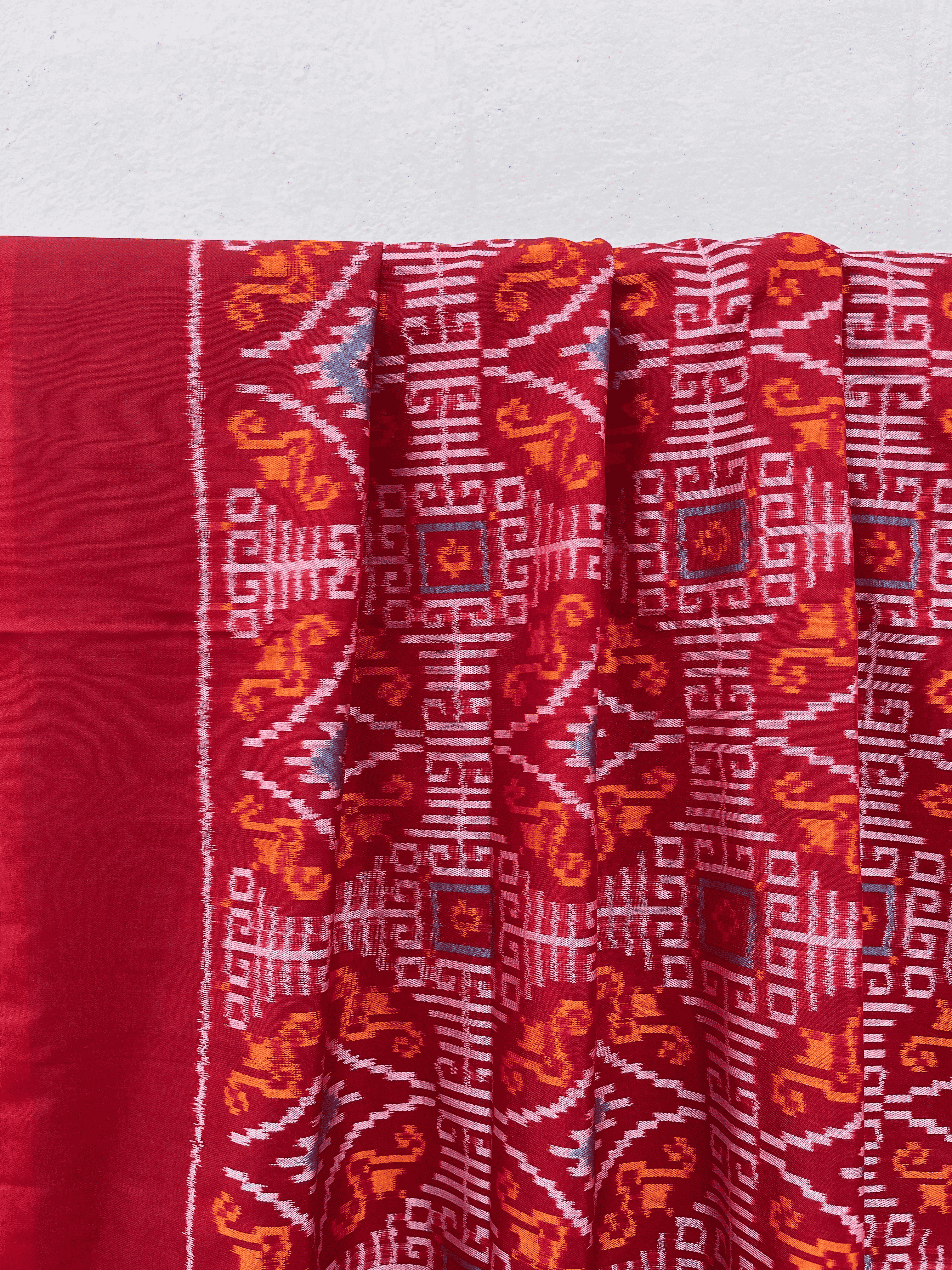 Silk Kolam Red Ikat Saree