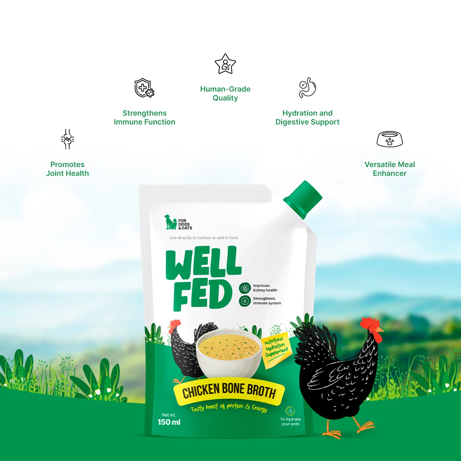 Well Fed Chicken Bone Broth, 120 ml