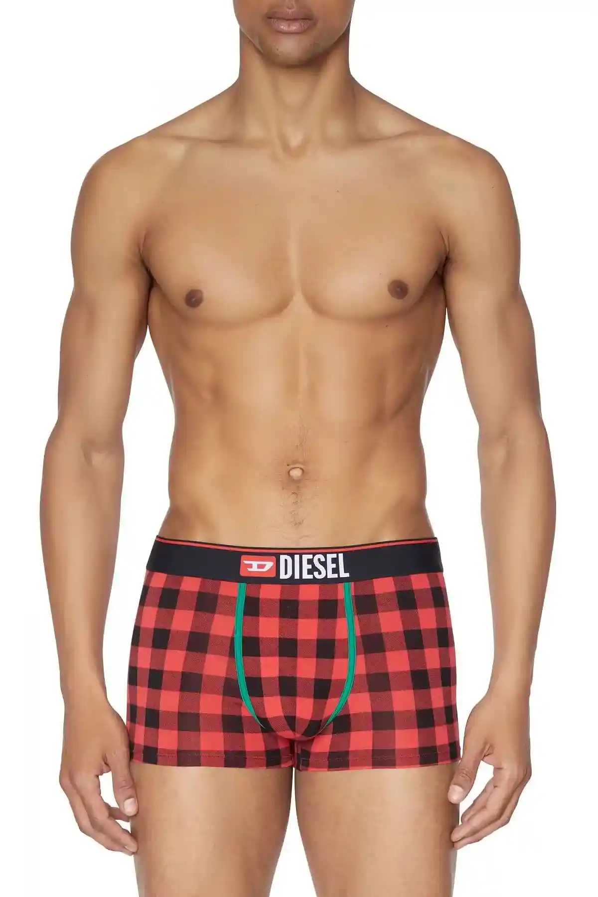 Red Modal boxer briefs with check print