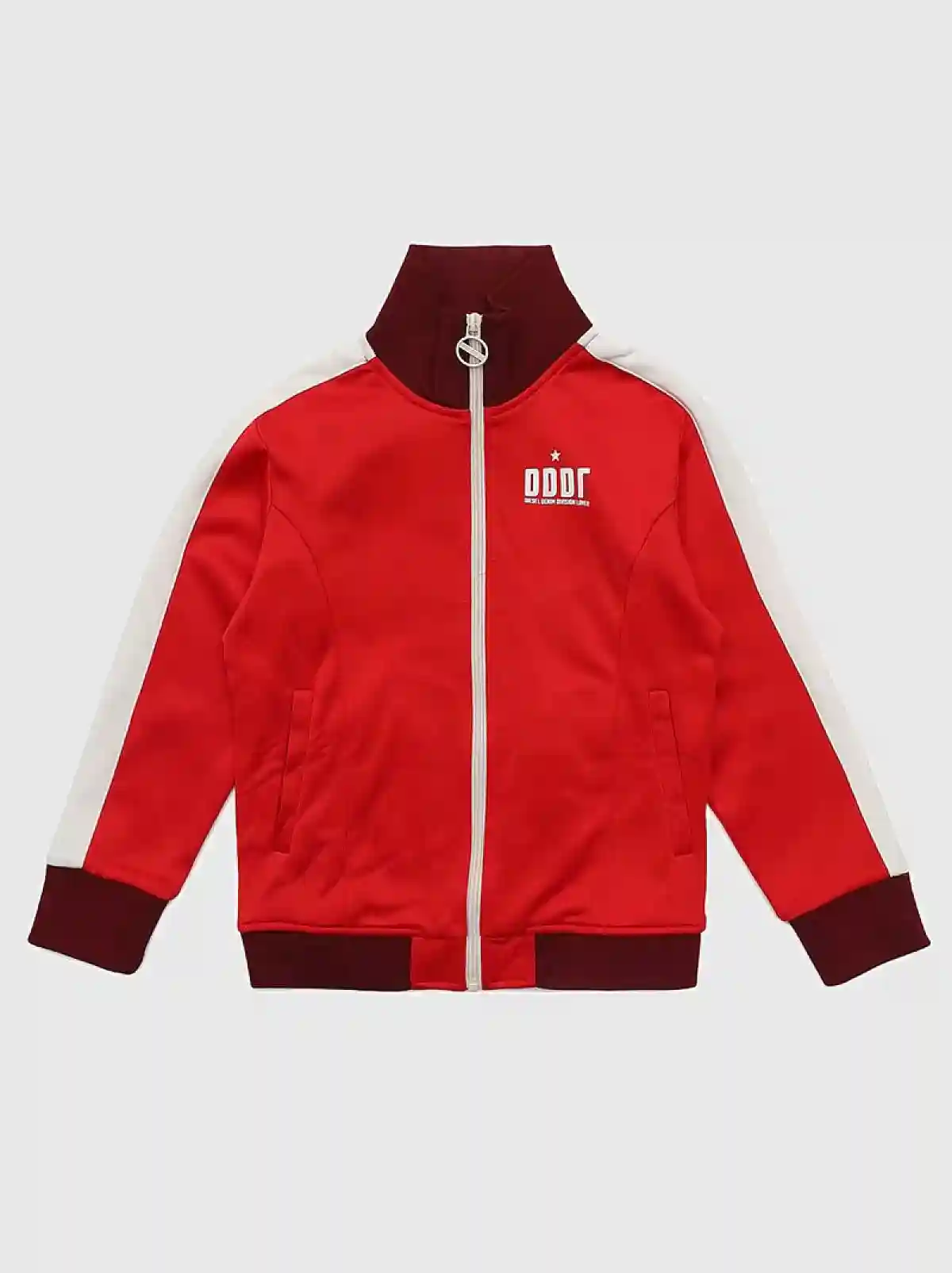 Red Printed triacetate zip-up sweatshirt