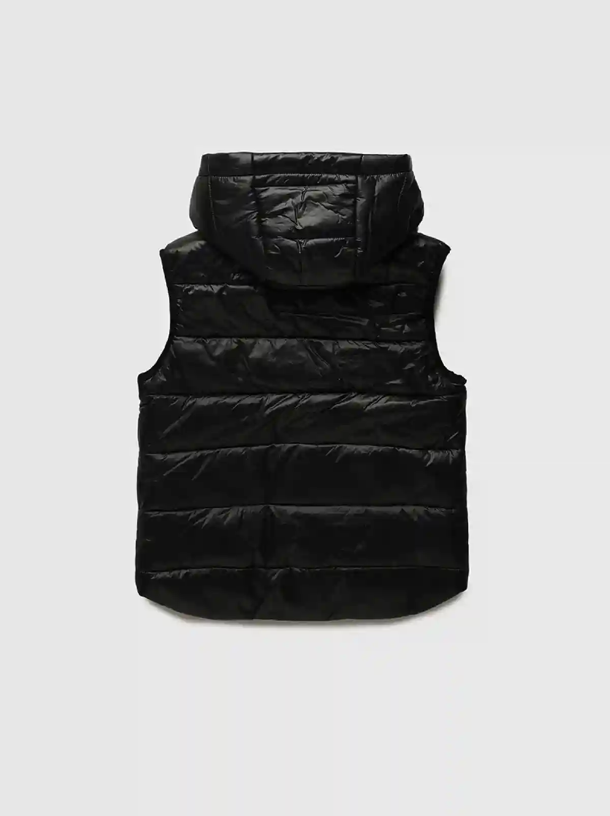 Black Shiny quilted vest with hood