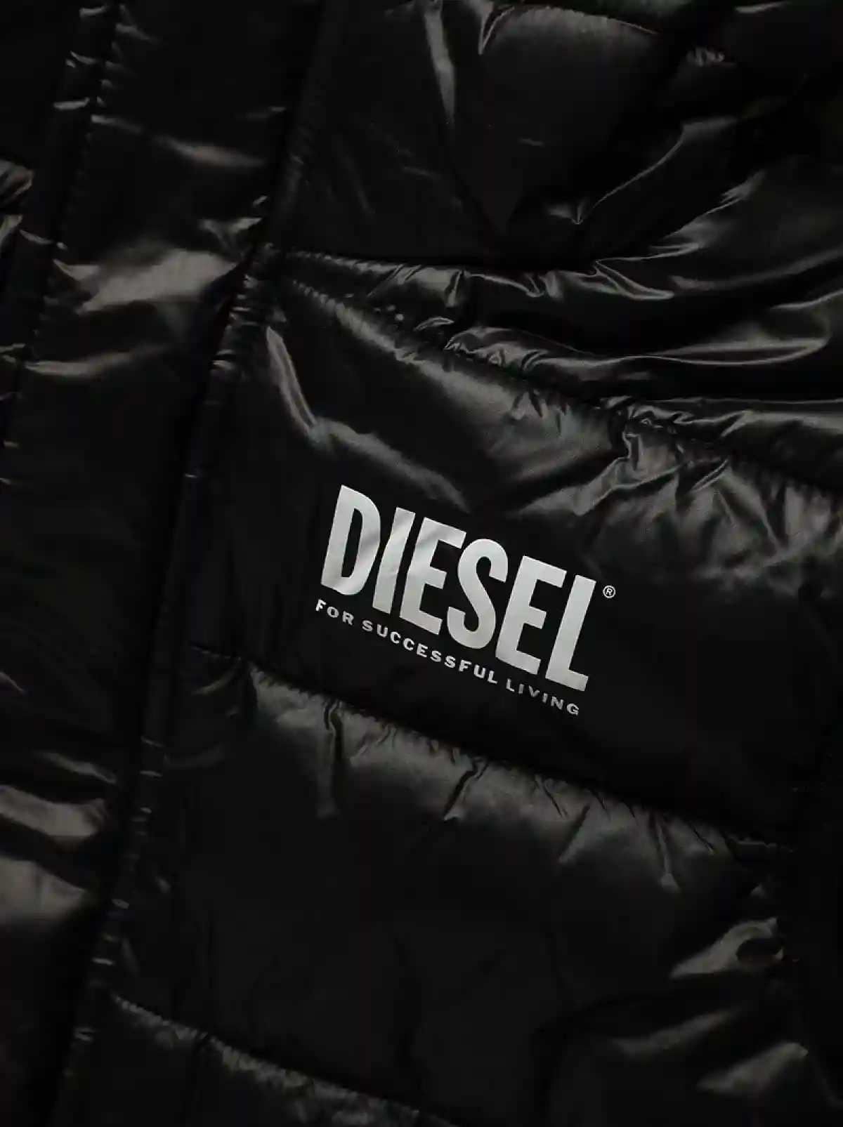 Black Shiny quilted vest with hood