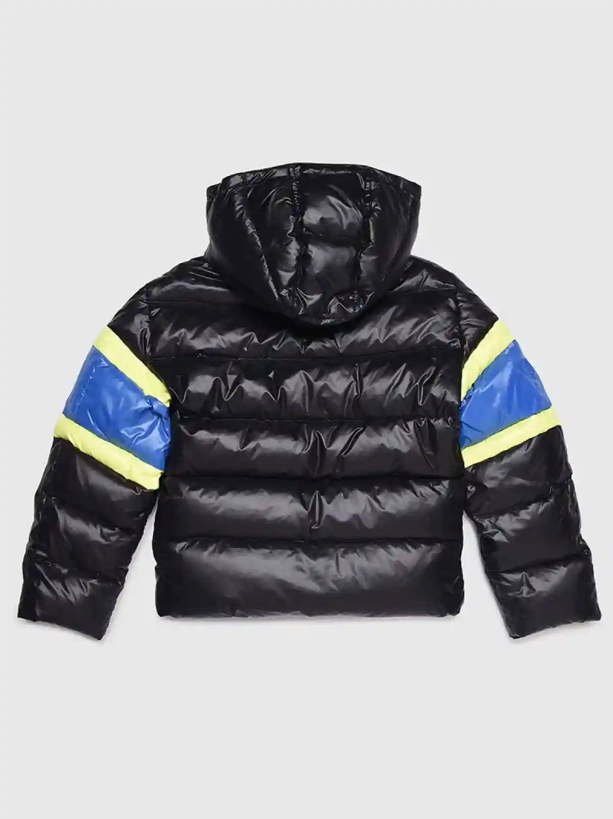 Multicolor Hooded puffer jacket in colour-block