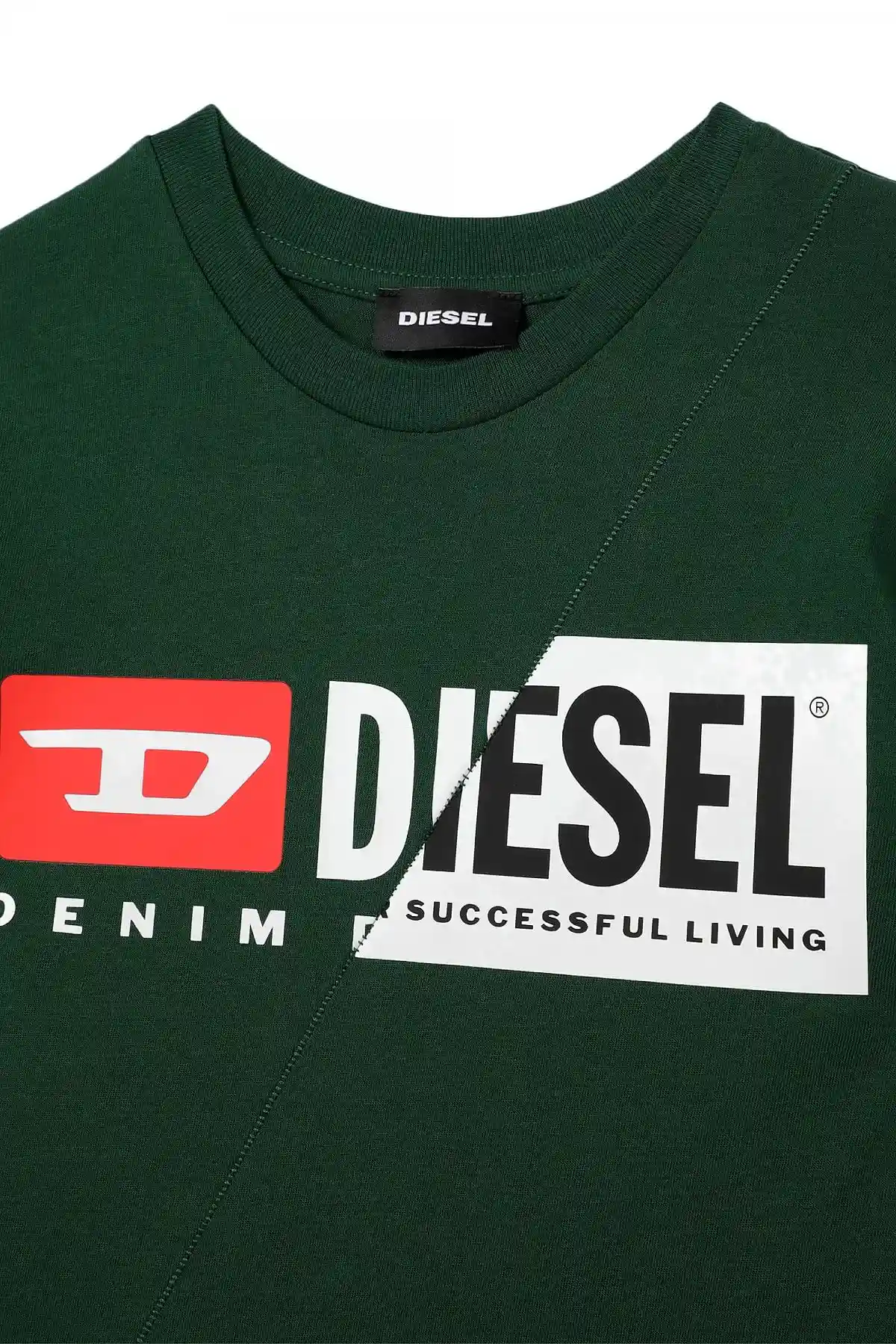 Green T-shirt with dual logo print