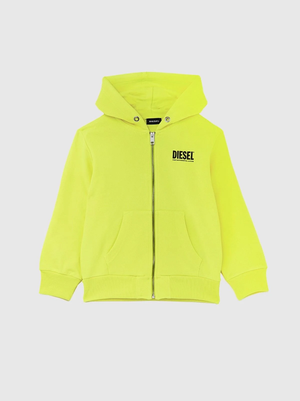 Yellow Zip-up hoodie with logo prints