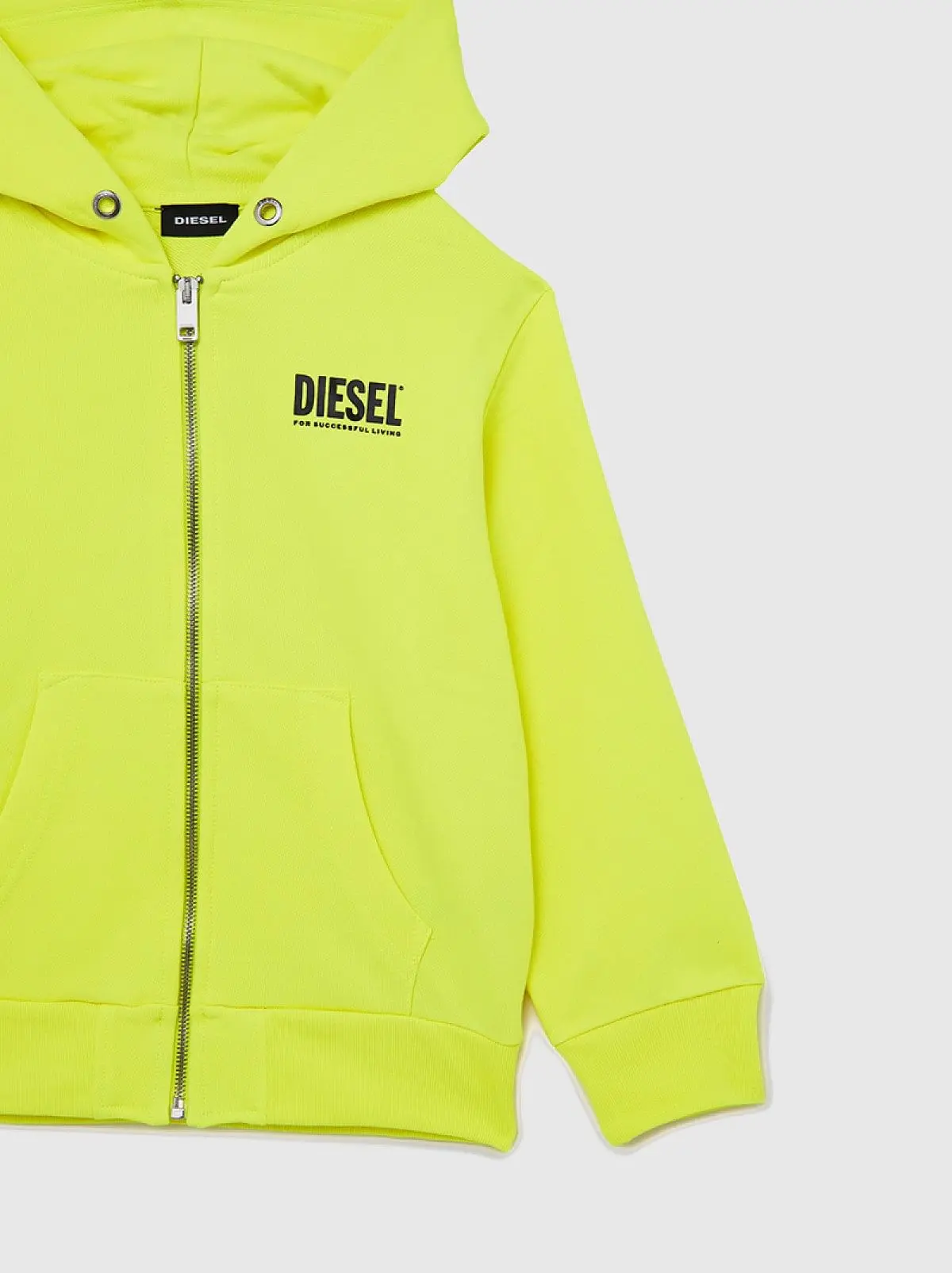 Yellow Zip-up hoodie with logo prints