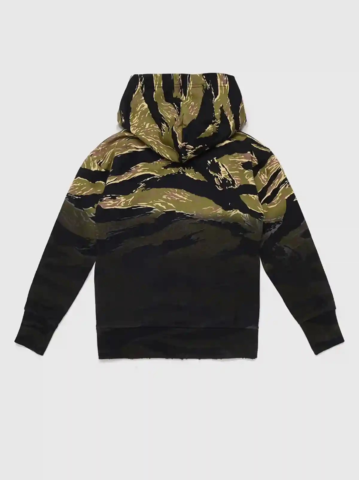 Green Hoodie with camo-print and dip-dye