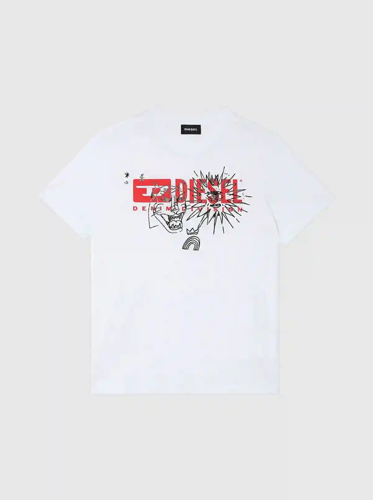 White Logo T-shirt with doodle print