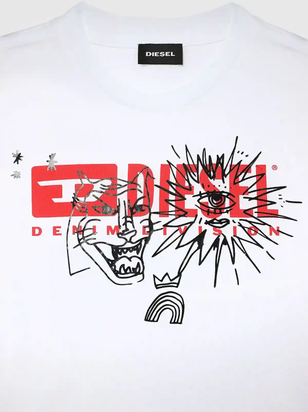 White Logo T-shirt with doodle print