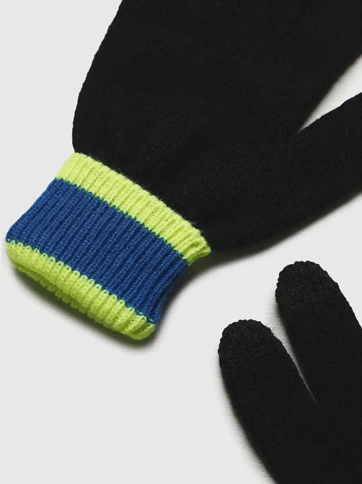 Black Winter gloves with stripes