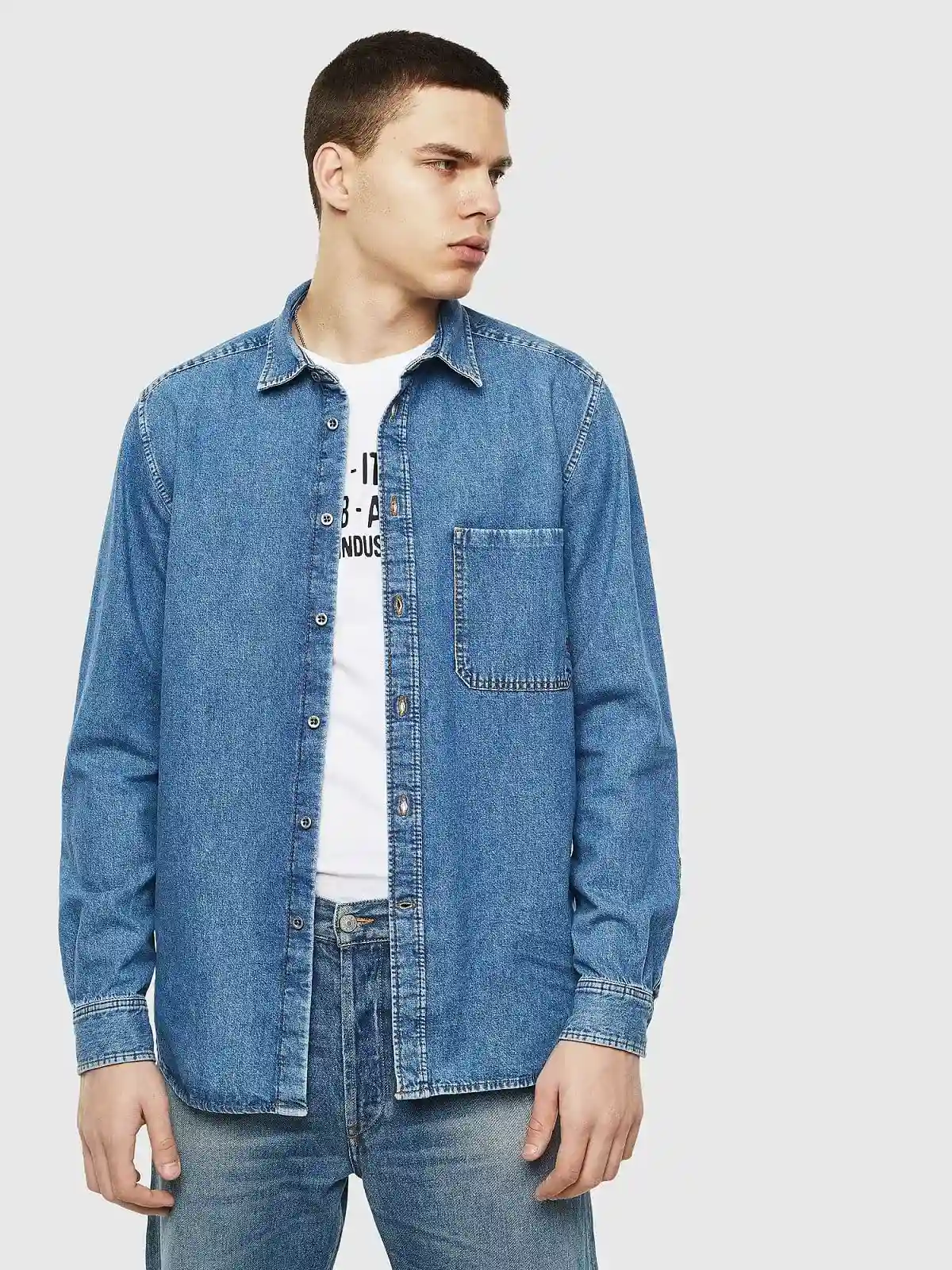 Blue Denim shirt with embroidered D logo