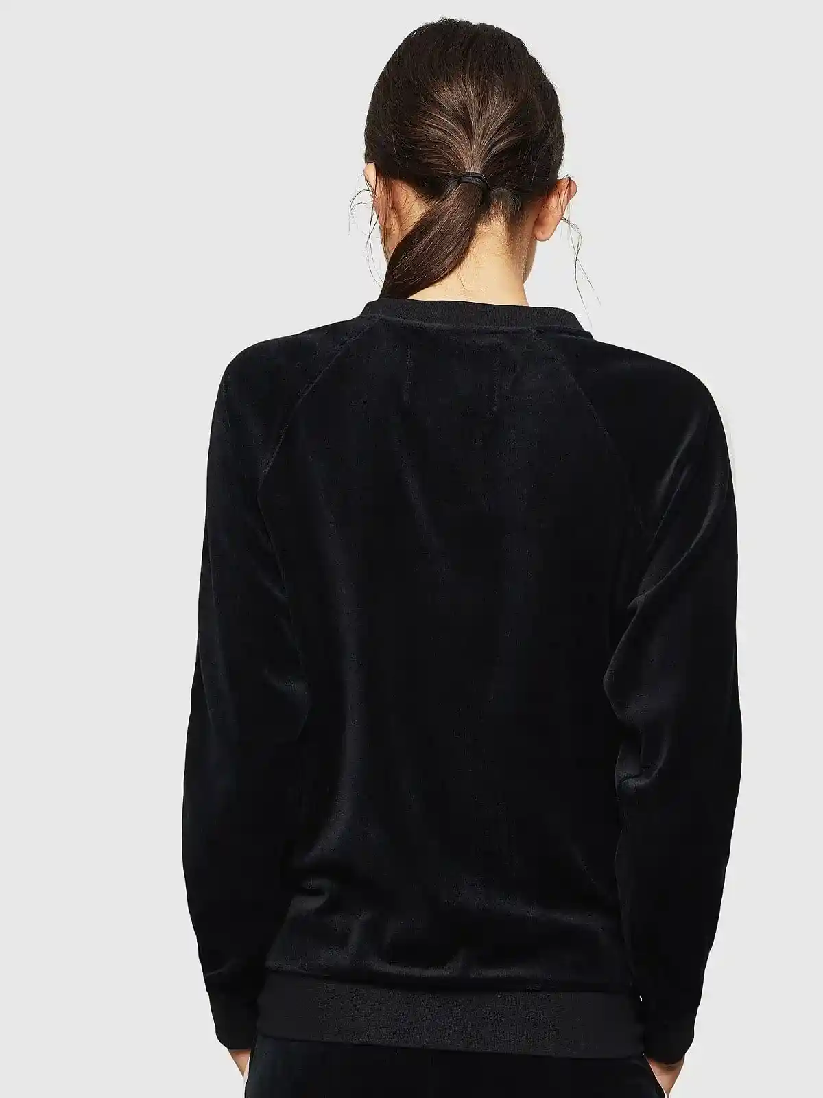 Black Velour zip-up bomber sweatshirt