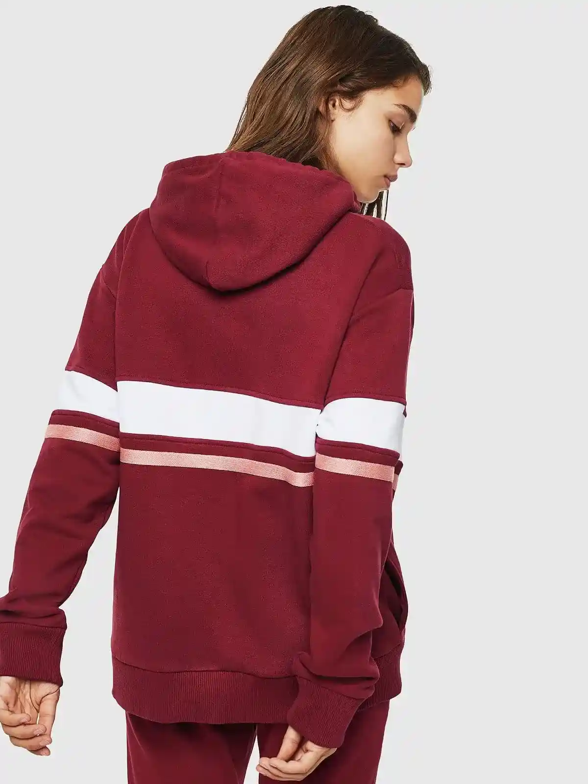 Black French terry hoodie with double stripes
