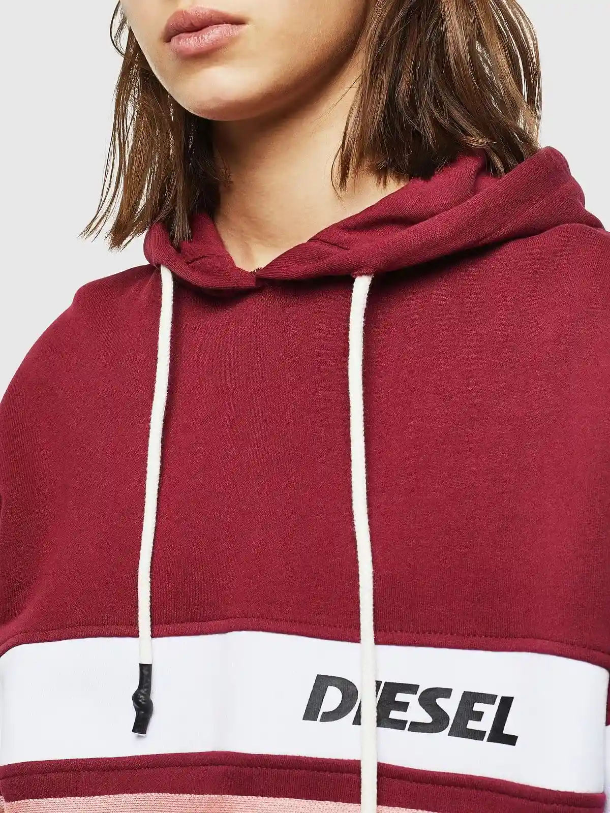Black French terry hoodie with double stripes