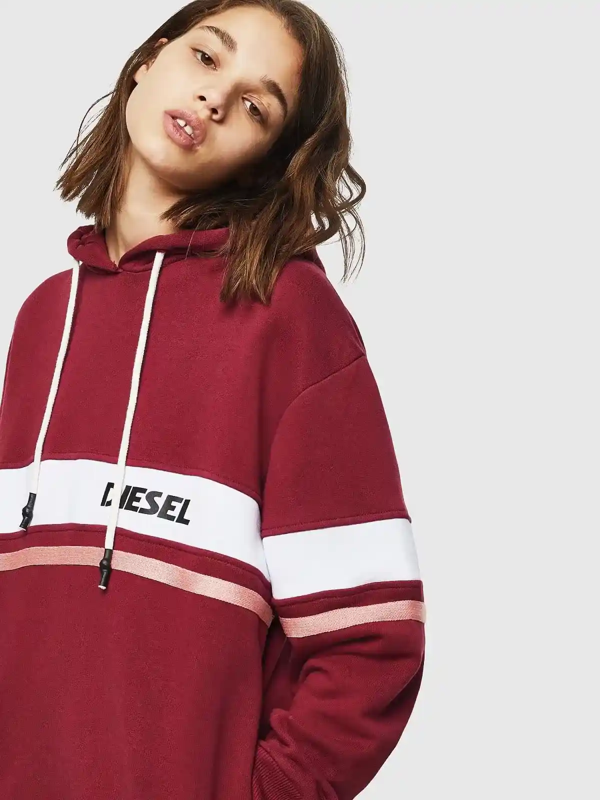 Black French terry hoodie with double stripes