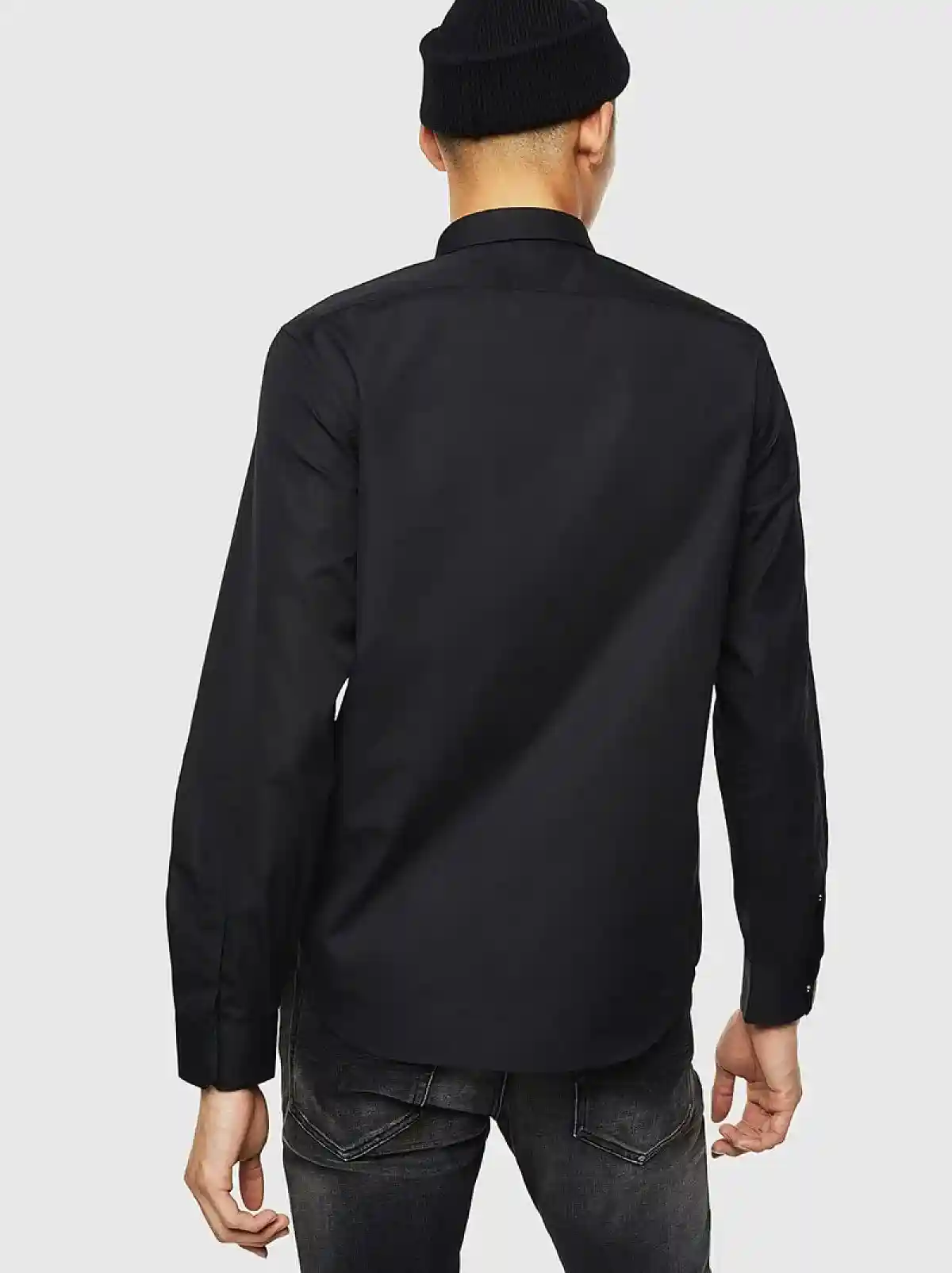 Black Poplin shirt with metal bar details