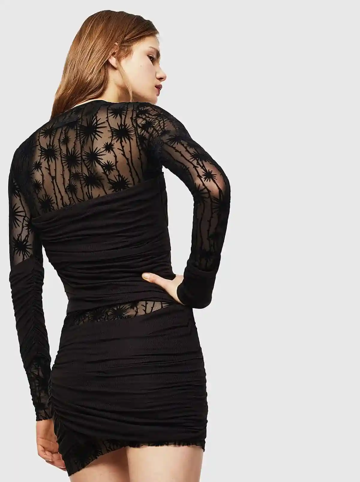 Black Layered mini dress in flocked tulle