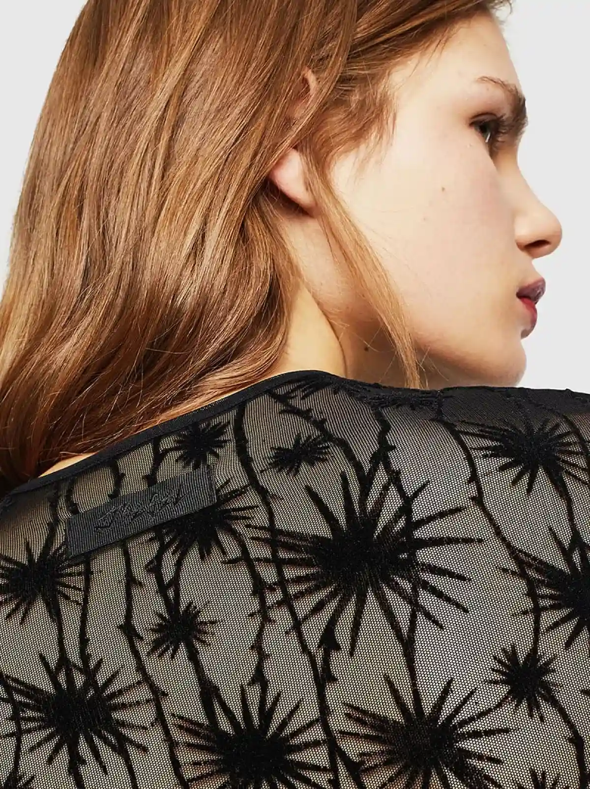 Black Layered mini dress in flocked tulle