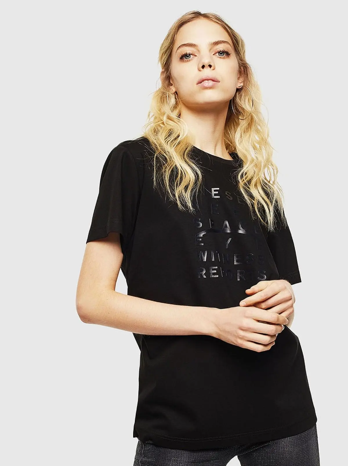 Black Interlock T-shirt with 3D foil print