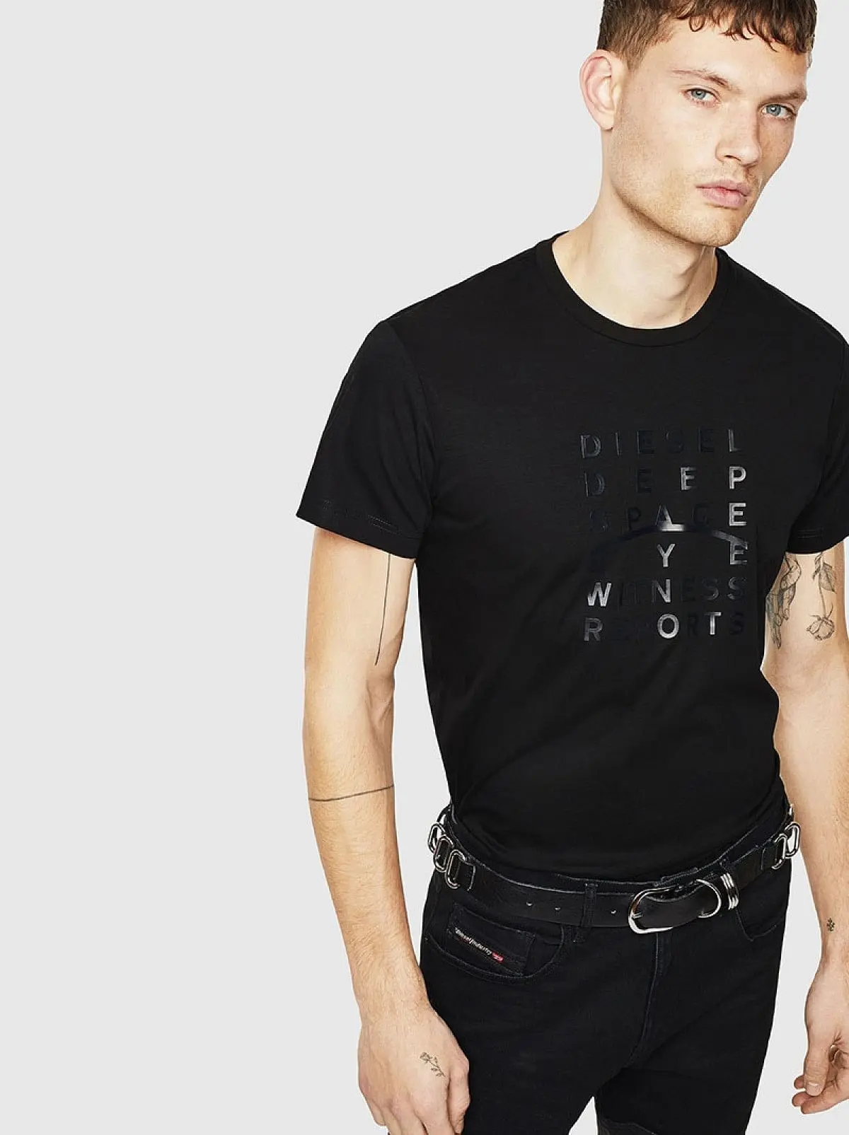 Black Interlock T-shirt with 3D foil print