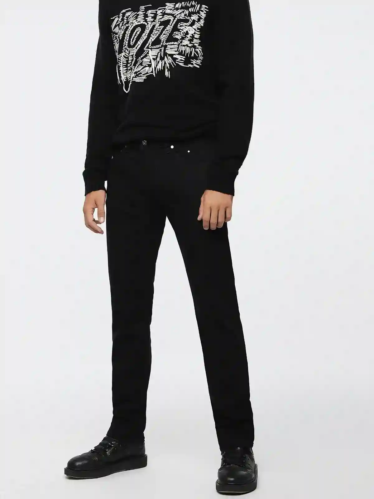 Black Tapered Fit Jeans-Belther