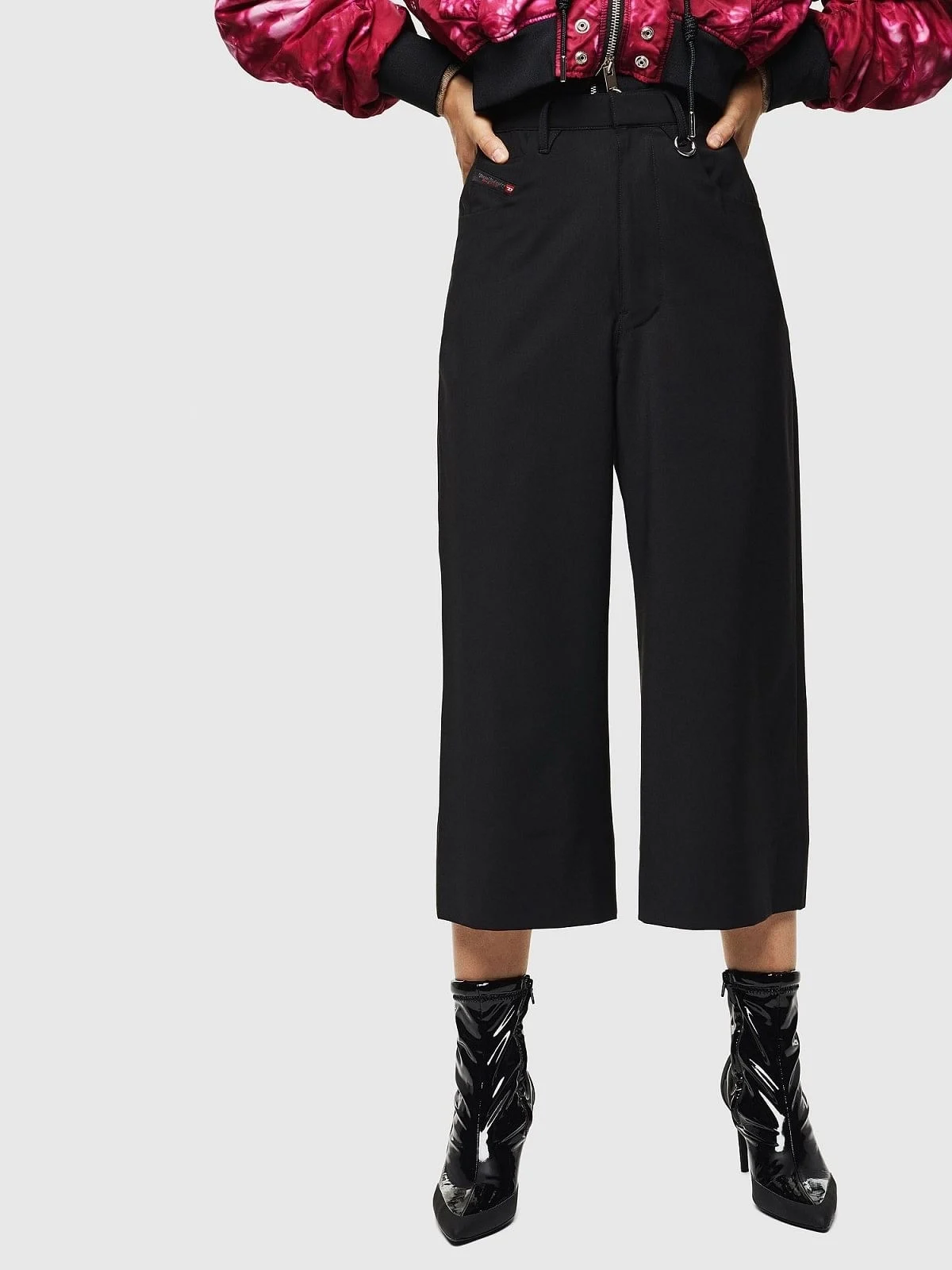 Beige High-waist culottes in cool wool