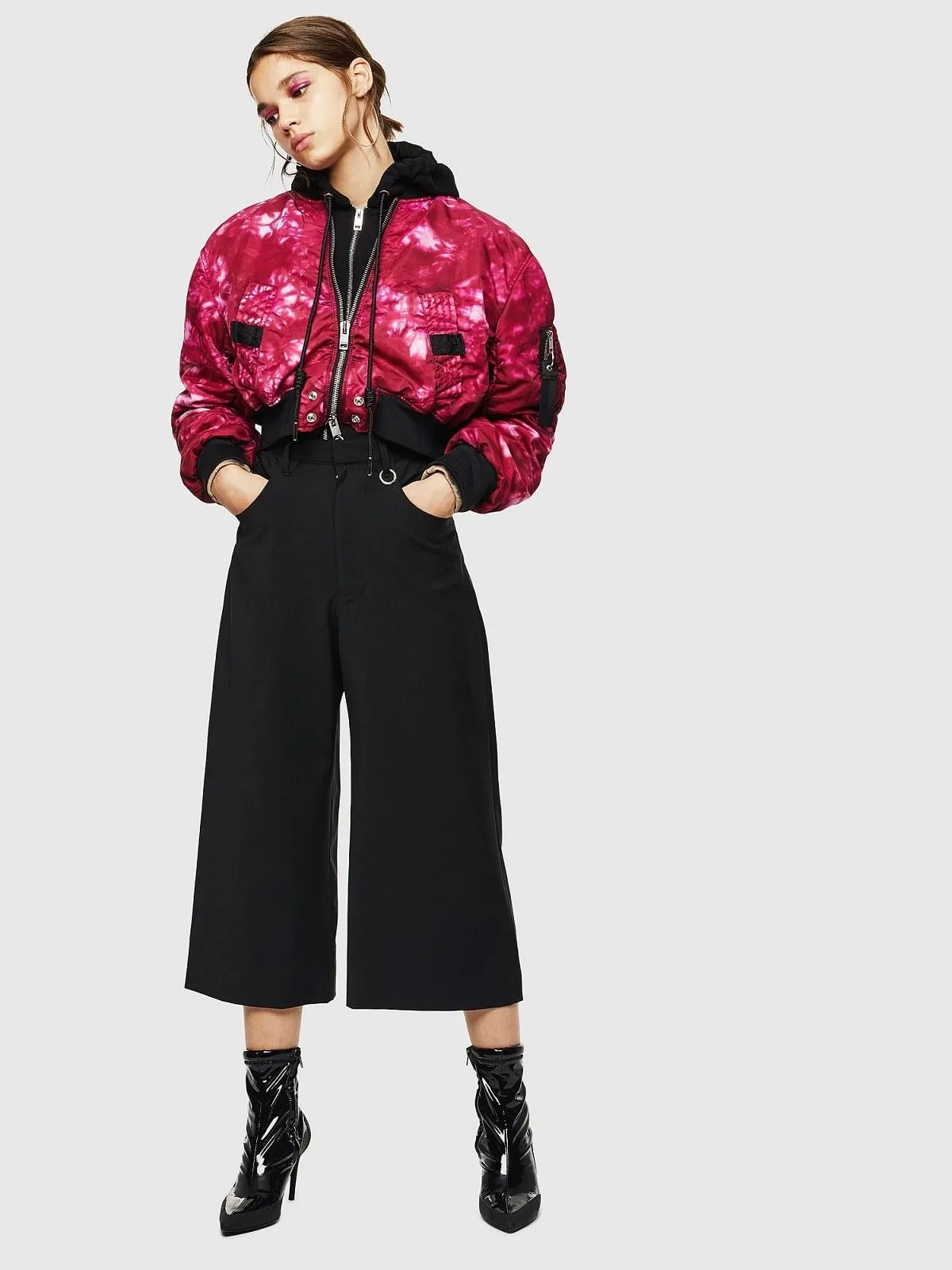 Beige High-waist culottes in cool wool