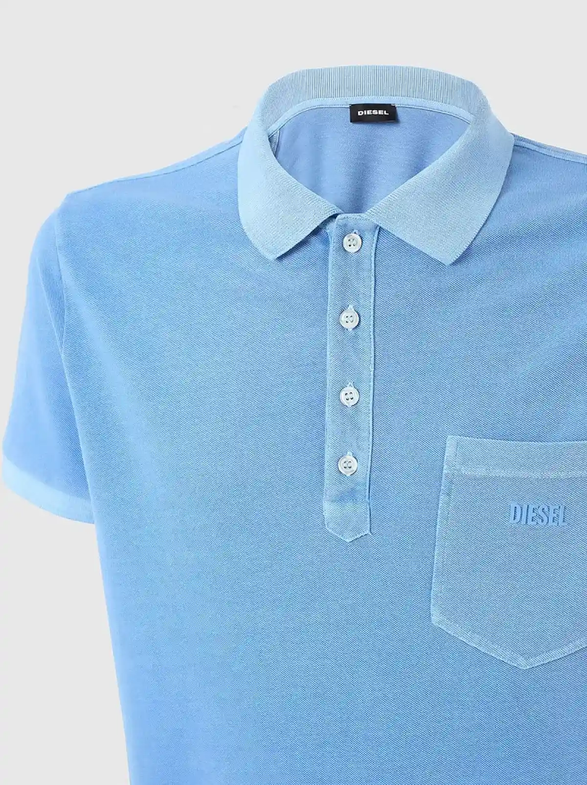 Blue Acid-wash polo shirt